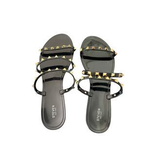 COPY - Black Strappy Studded Jelly Sandals Steve New York 10M